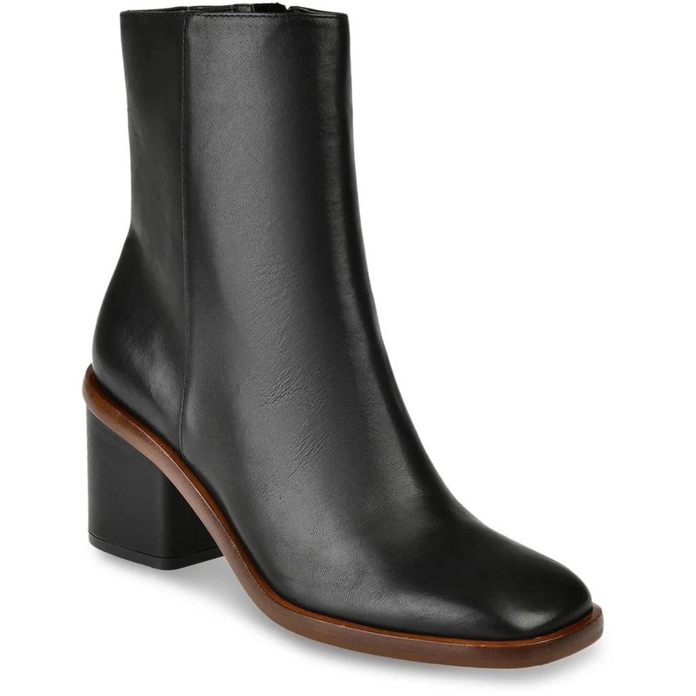 Dolce Vita Black Leather Ankle Booties with Brown Trim NWOT or Box